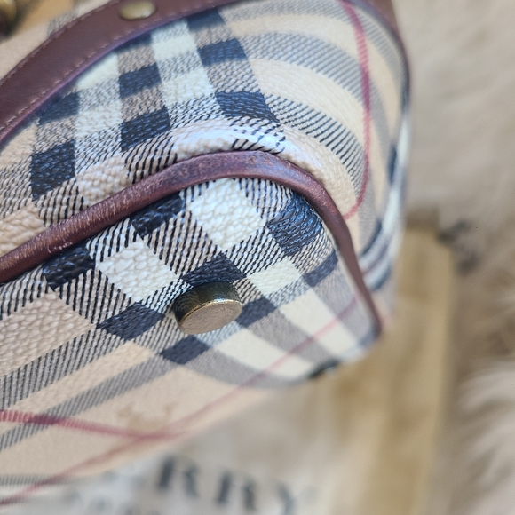BURBERRY Haymarket Check Buckle Satchel Chocolate - Picture 11 of 16